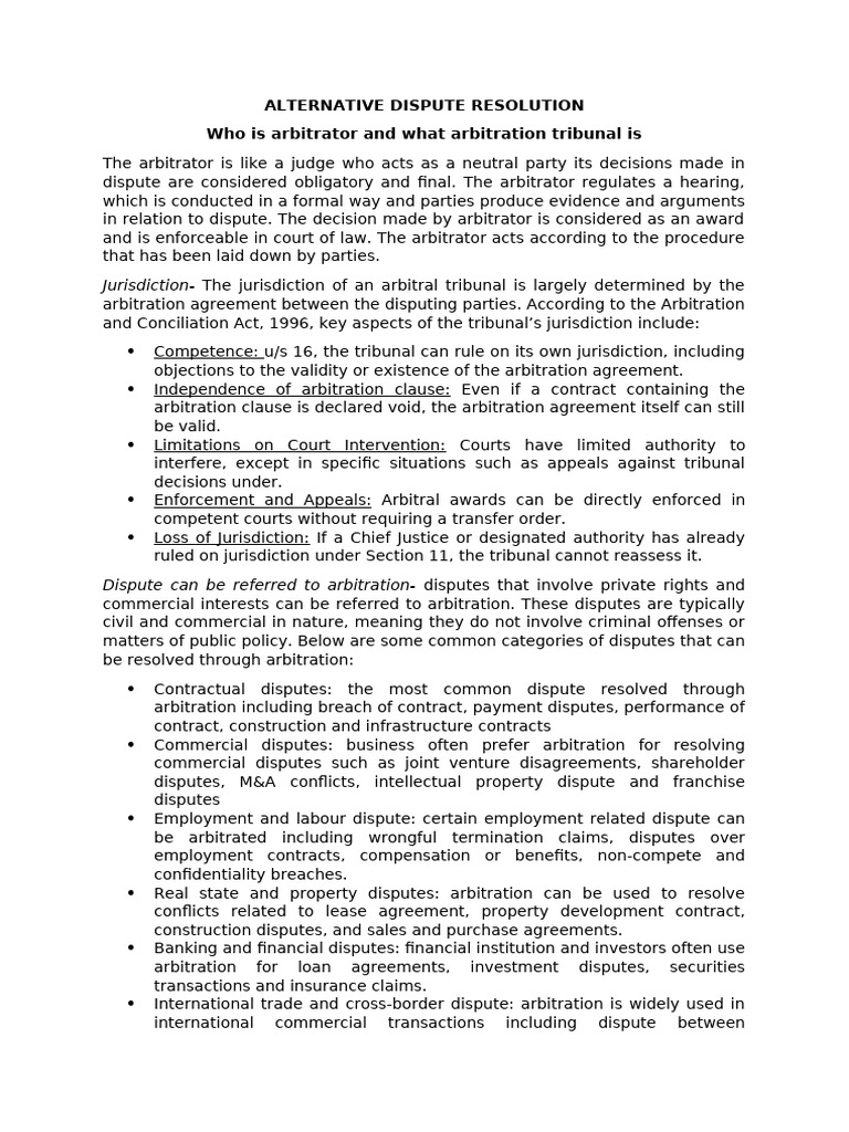 Alternative Dispute Resolution | PDF | Arbitration | Judgment (Law)