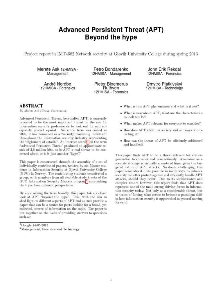 Understanding Advanced Persistent Threats | PDF | Malware | Security