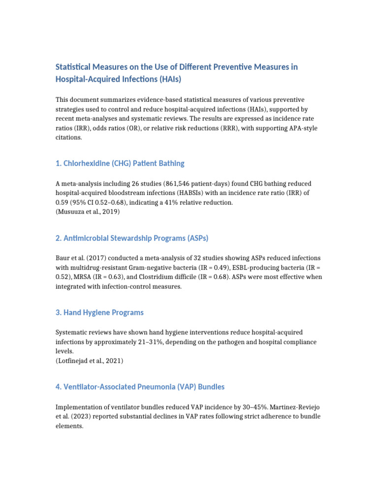 Statistical Measures On Preventive Measures in HAIs | PDF | Hospital ...