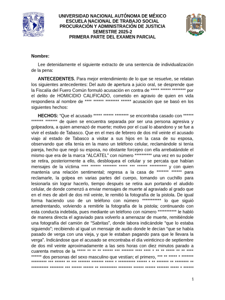 Primera Parte de Examen Parcial | PDF | Homicidio | Violencia