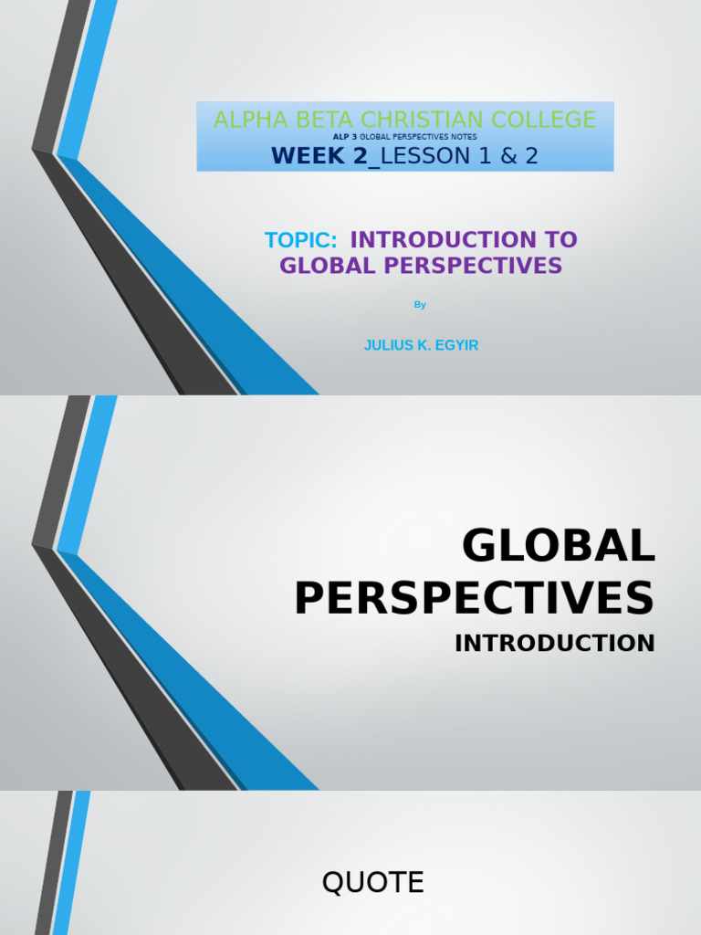 Introduction to Global Perspectives | PDF | Learning | Information