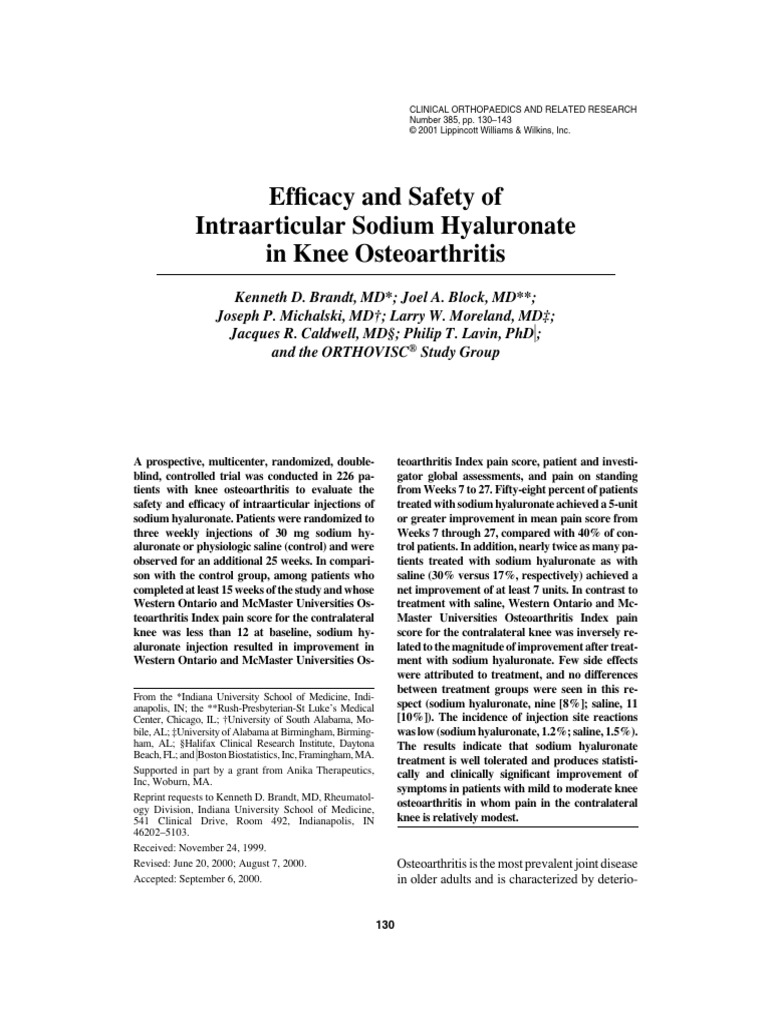 Efficacy of Sodium Hyaluronate in Knee OA | PDF | Osteoarthritis | Joint