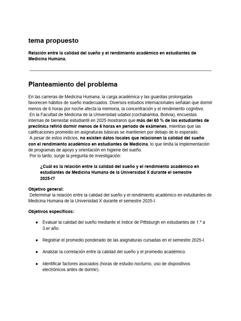 Sueño y Rendimiento Académico en Medicina | PDF | Dormir | Sicología