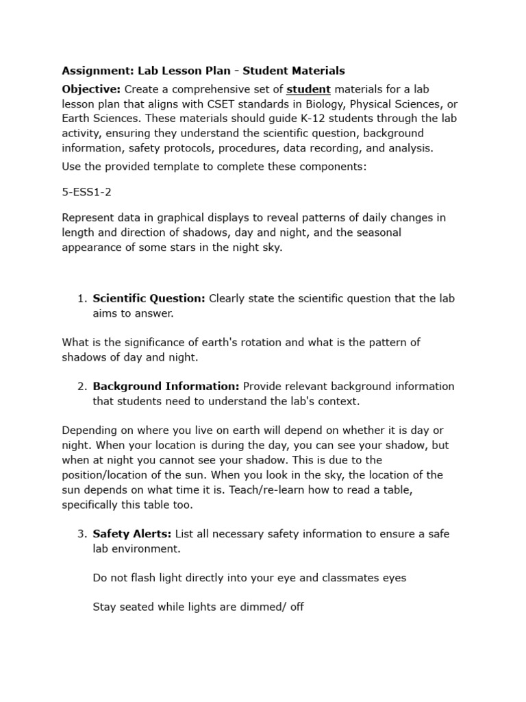 Lab Lesson Plan for K-12 Science | PDF | Lesson Plan | Information