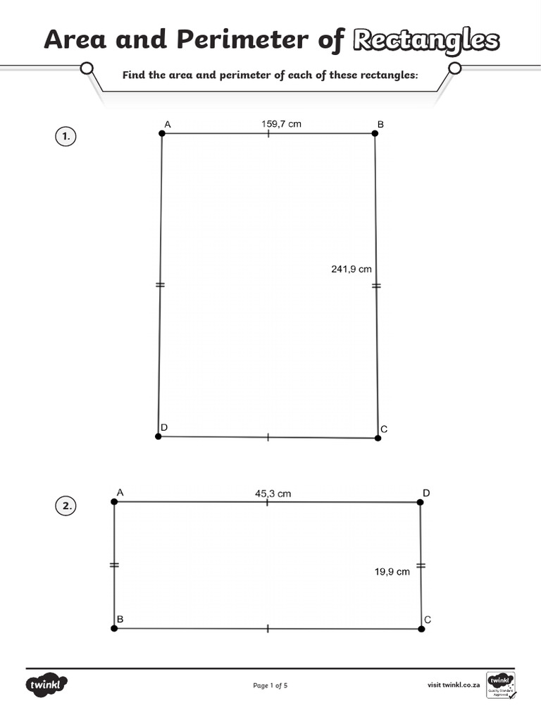 Perimeter and Area of Rectangles Worksheet | PDF | Area | Chess
