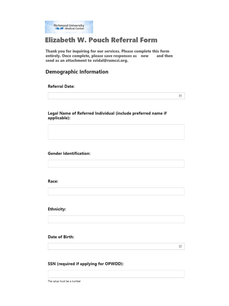 Elizabeth W. Pouch Referral Form | PDF | Major Depressive Disorder ...