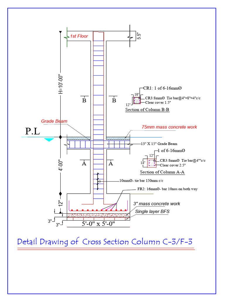 Cross Section Detail of Column C-3/F-3 | PDF