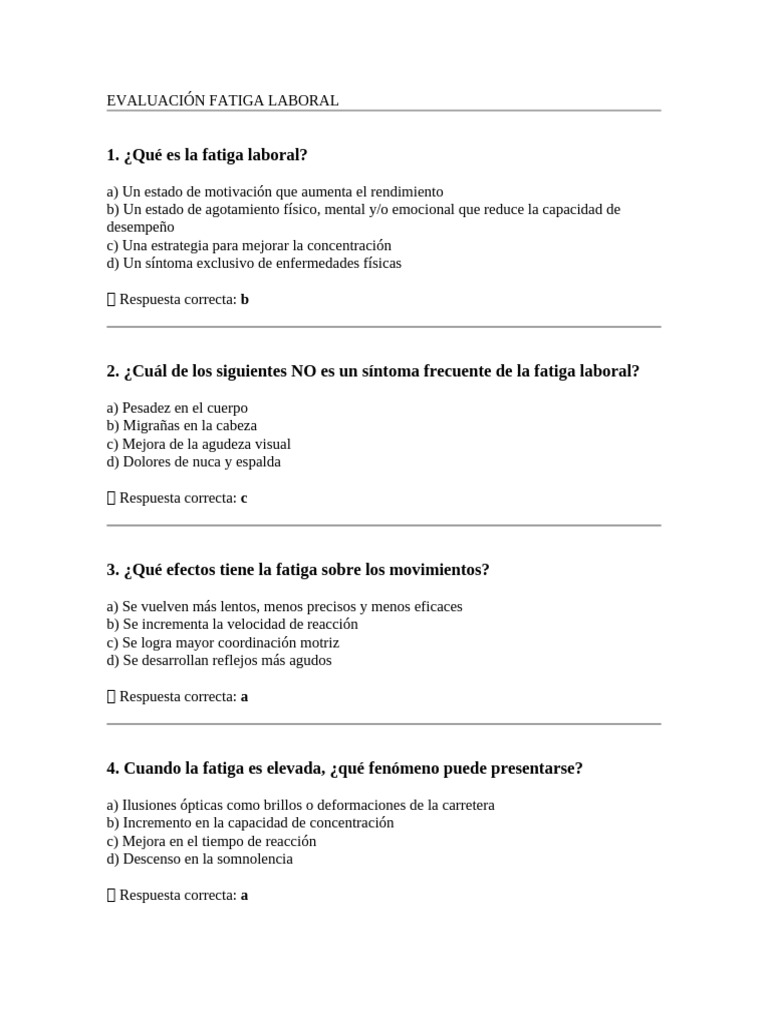 Evaluación de la Fatiga Laboral | PDF