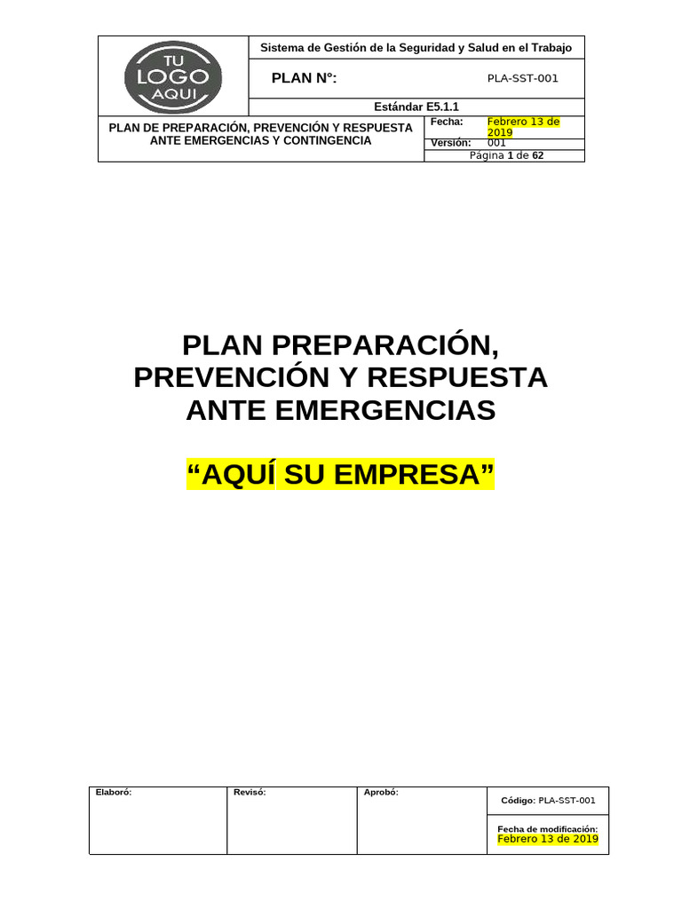 Plan de Emergencias y Contingencias | PDF | Seguridad y salud ...