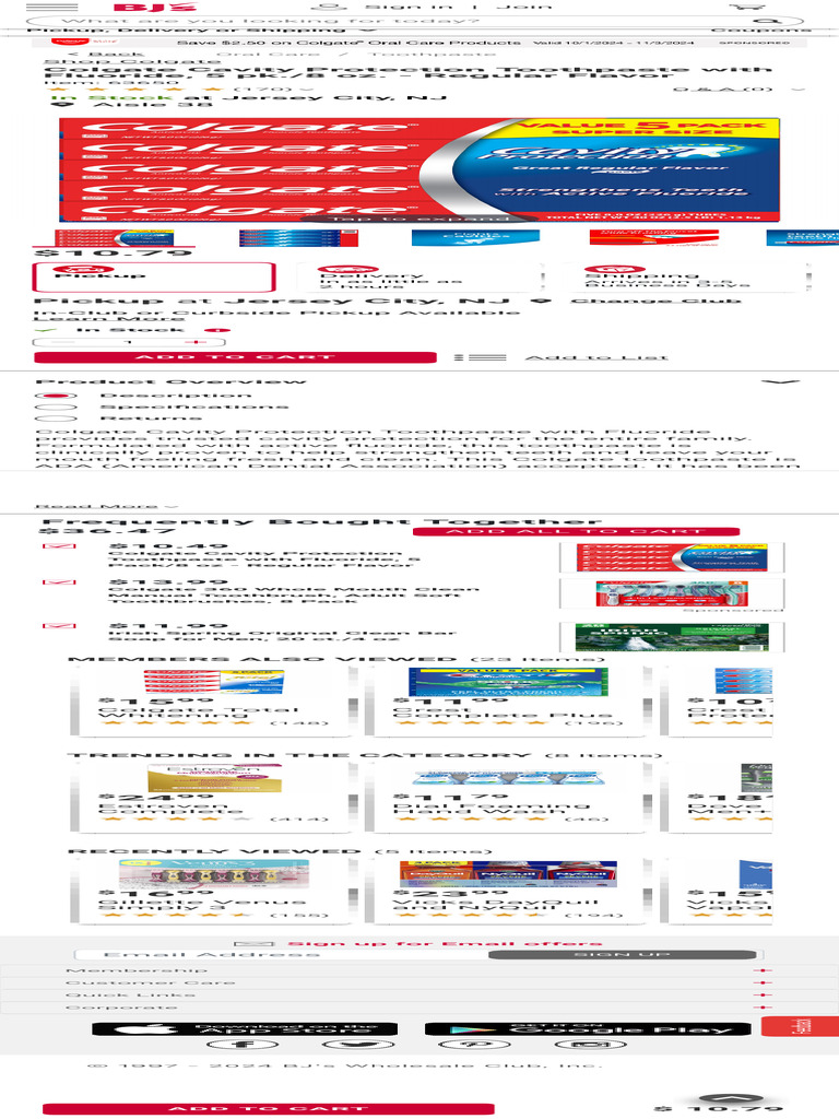 Colgate Cavity Protection Toothpaste With Fluoride, 5 Pk.8 Oz. BJ's ...