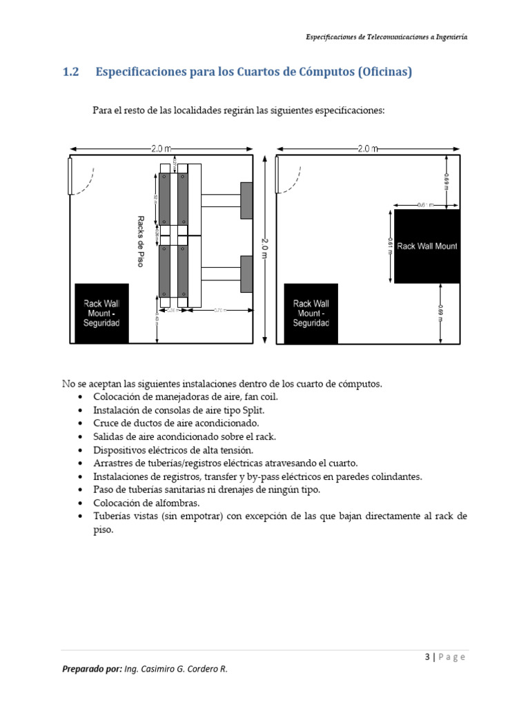 Especificacines para Los Cuartos de Computos. | PDF