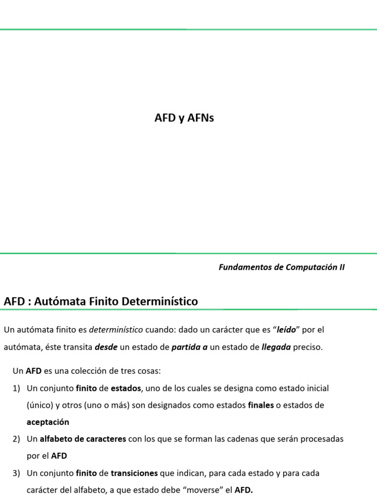 Fundamentos de AFD y AFN en Computación | PDF | Cadena (informática ...
