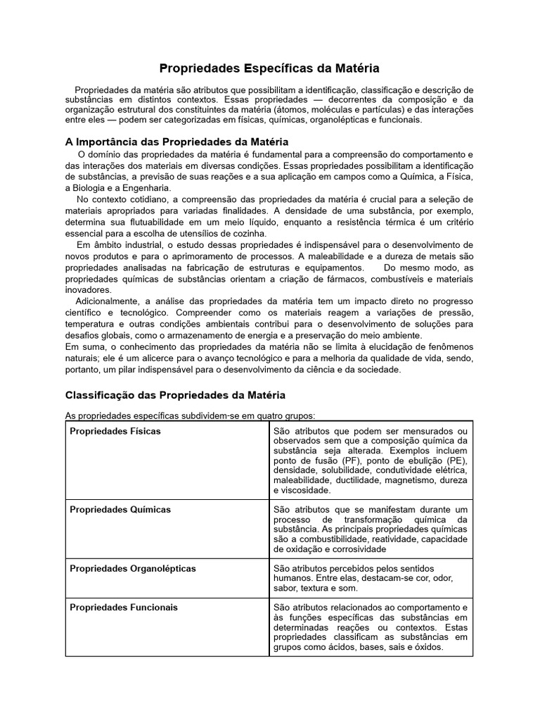 Propriedades da Matéria: Tipos e Importância | PDF | Resistividade ...