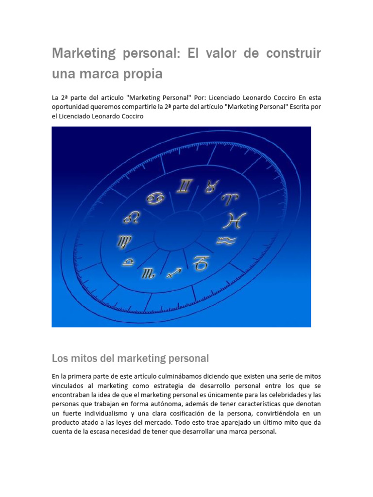 Marketing Personal - El Valor de Construir Una Marca Propia | PDF ...