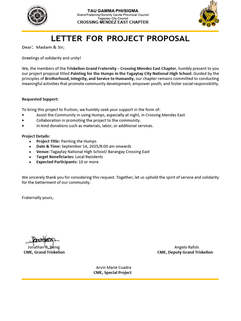 Letter For Project Proposal 1 | PDF