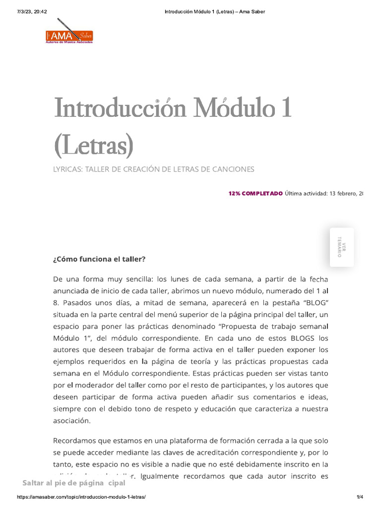 Introducción Módulo 1 (Letras) - Ama Saber | PDF