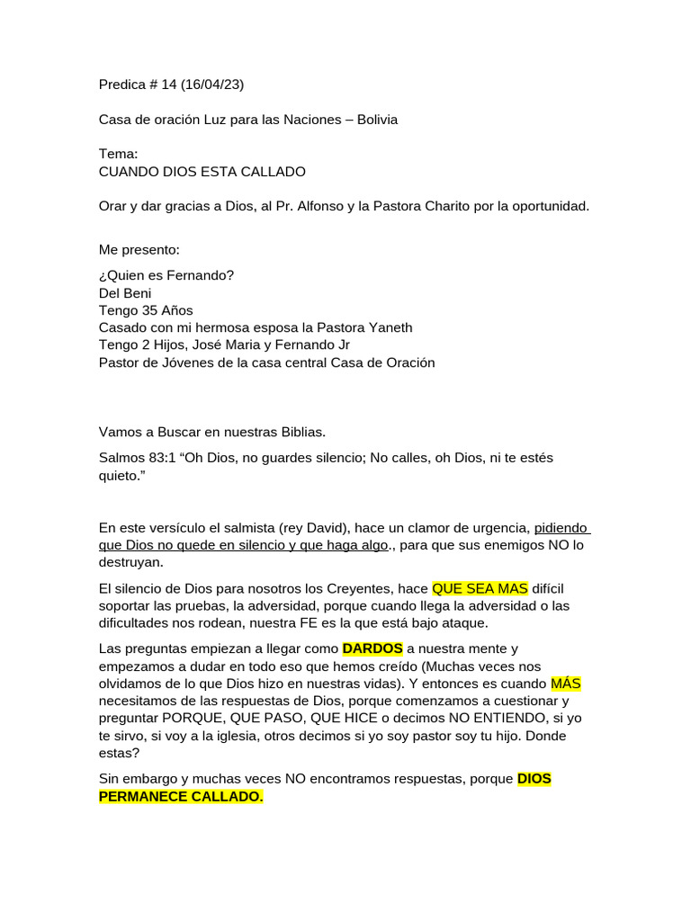 Silencio de Dios en la Adversidad | PDF | Oración | Dios