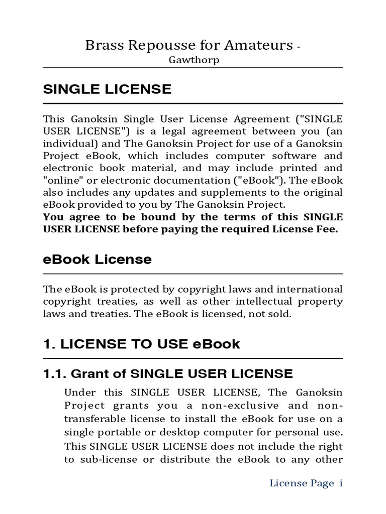 Ganoksin Single User License Agreement | PDF | License | Sheet Metal
