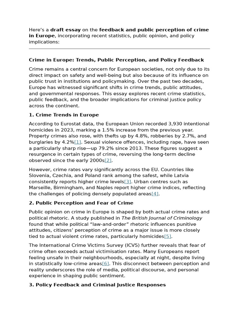 Crime Trends and Public Perception in Europe | PDF | Crimes | Crime ...