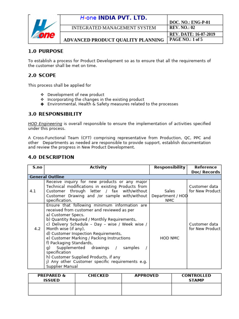 Advanced Product Quality Planning Guide | PDF | Specification ...