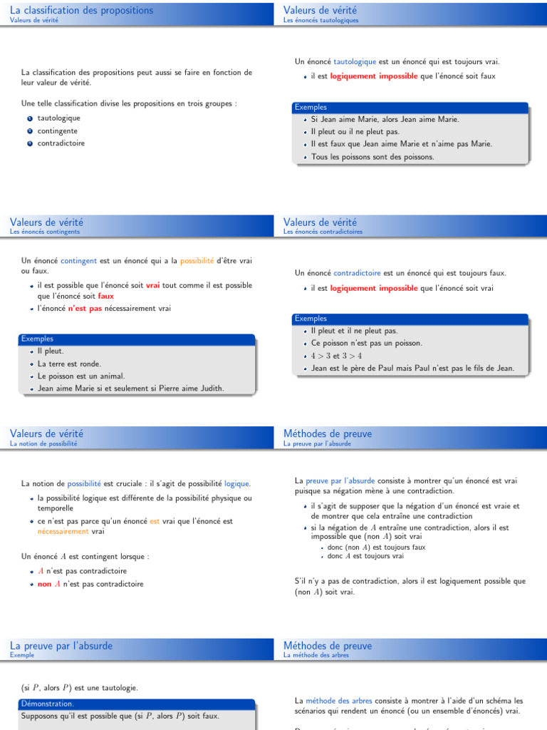 Classification des propositions logiques | PDF | Vérité | Argumentation