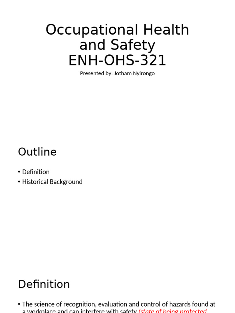 Occupational Health and Safety Overview | PDF | Occupational Safety And ...