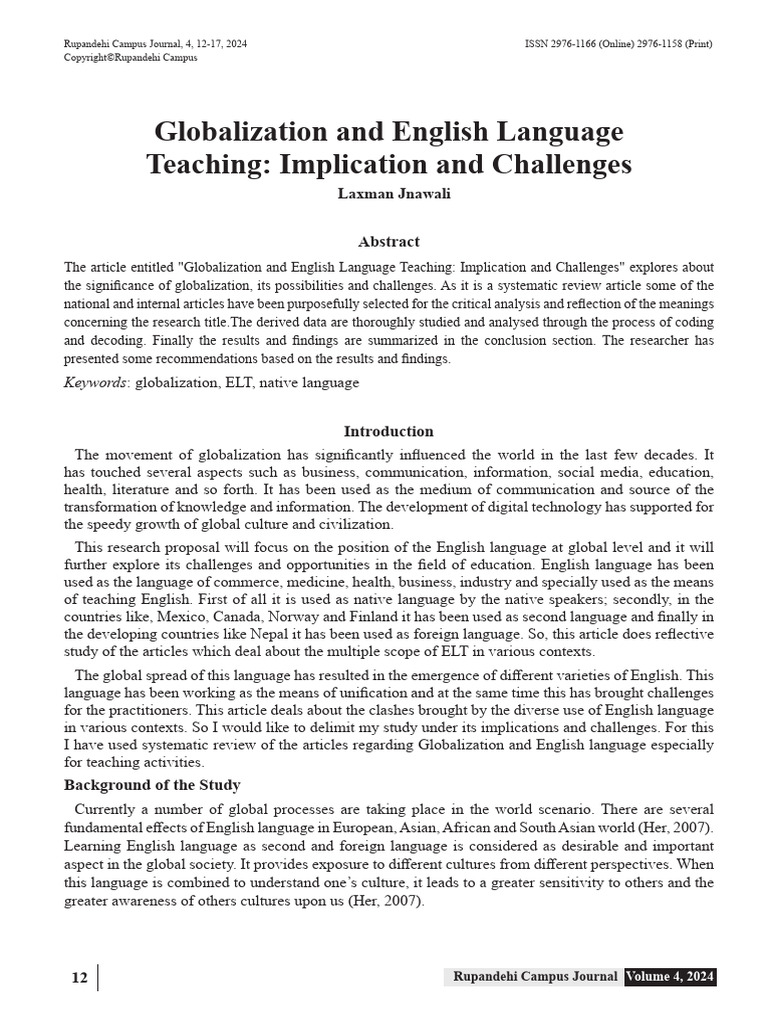 Globalization's Impact on English Teaching | PDF | Multilingualism ...