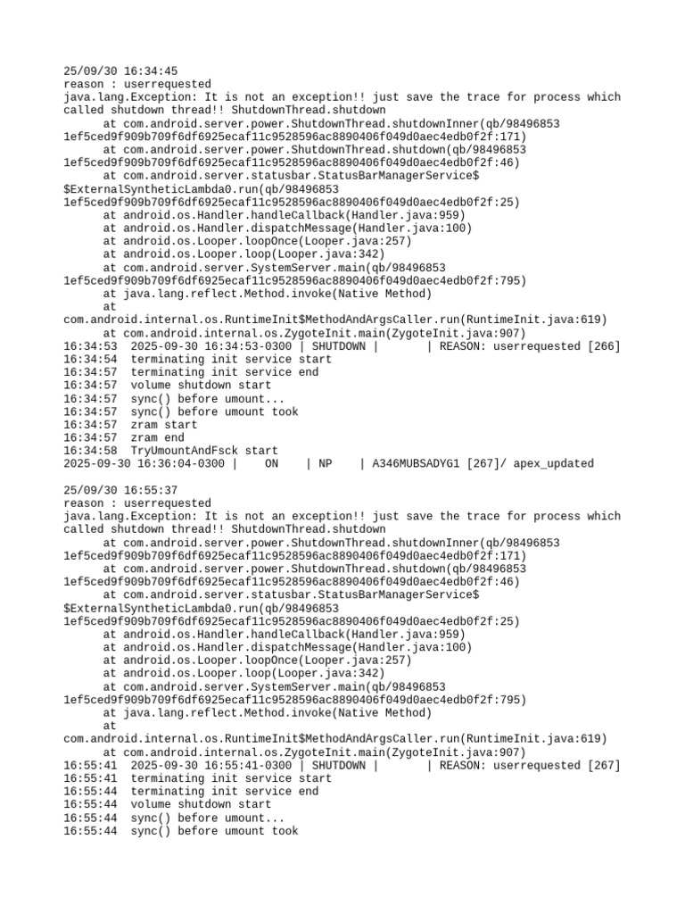 Android Shutdown and Reboot Logs | PDF | Computing | System Software