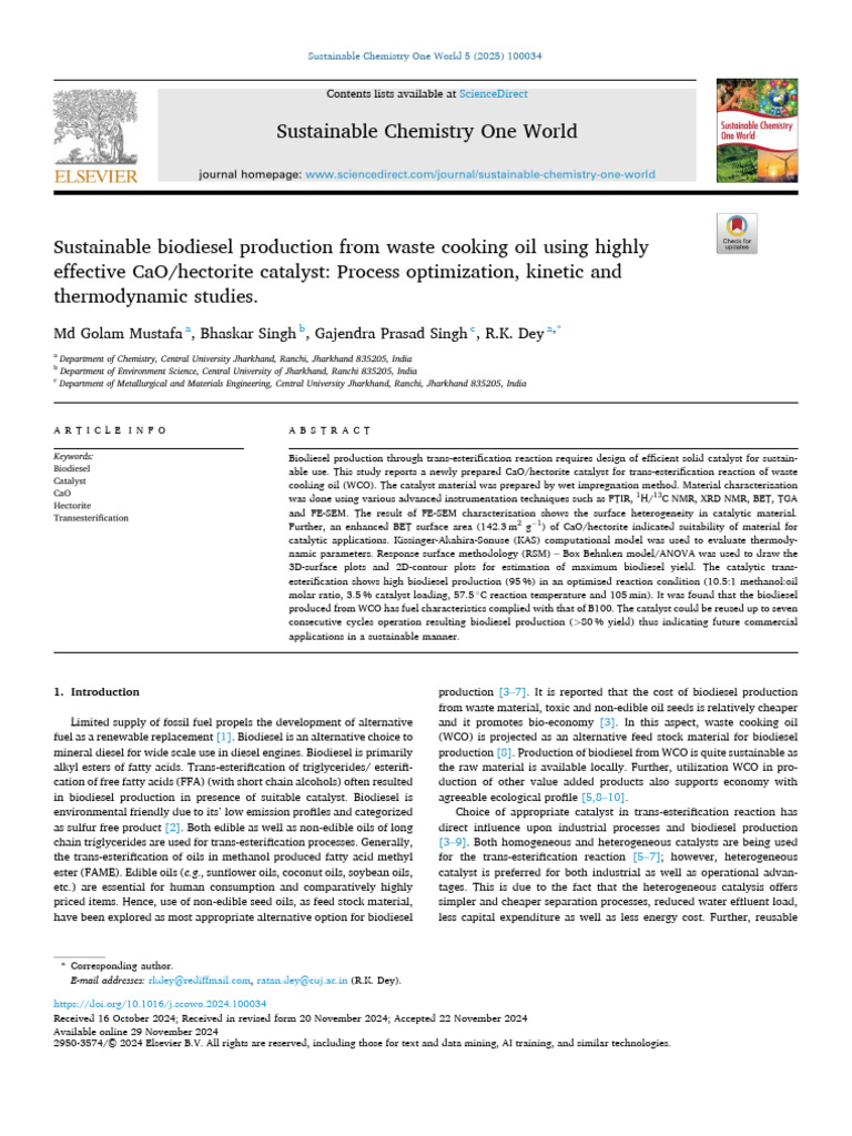 Sustainable Biodiesel from Waste Oil | PDF | Biodiesel | Catalysis