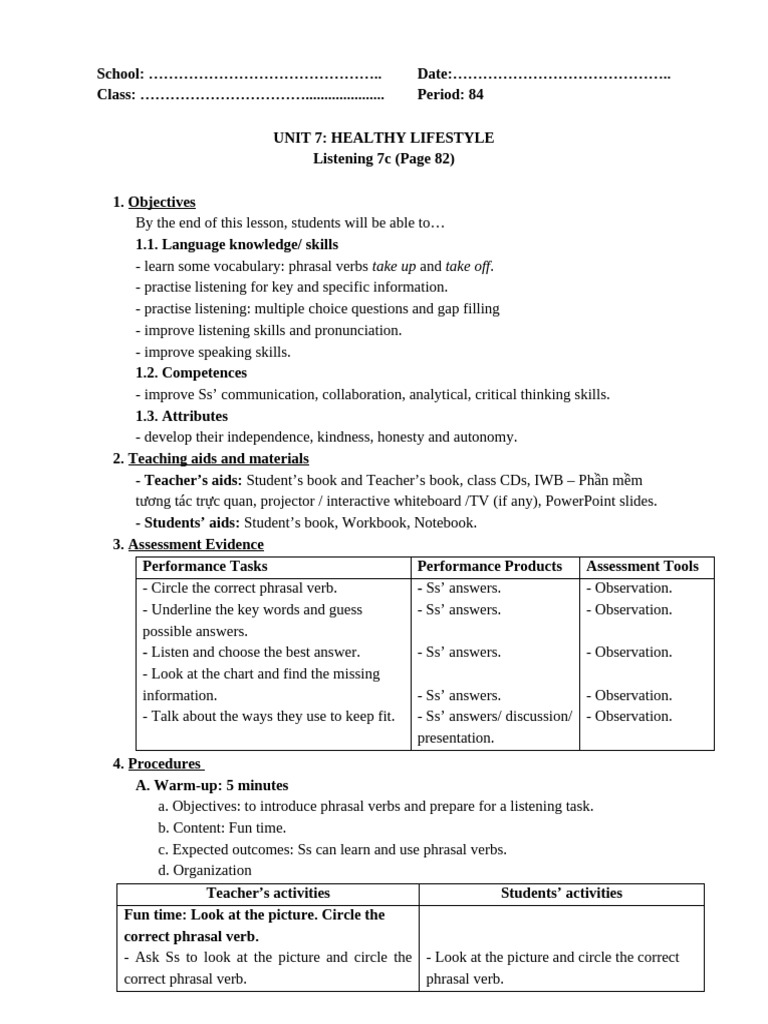Unit 7 - Lesson 7c - Listening - Page 82 | PDF | Multiple Choice ...