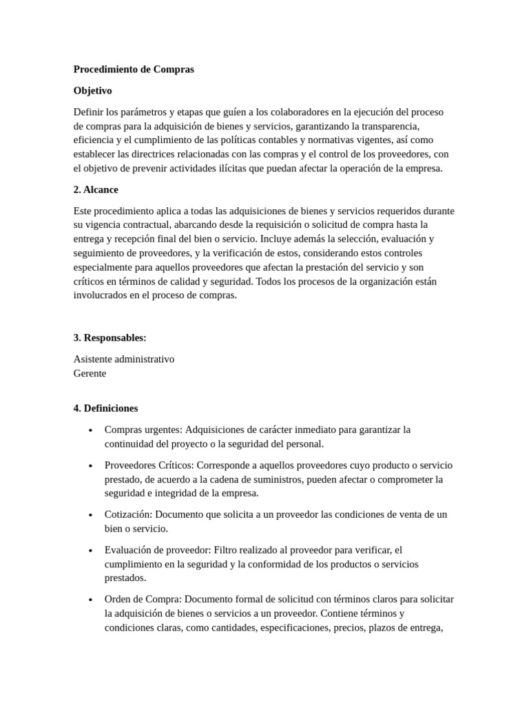 Procedimiento Eficiente de Compras | PDF | Business