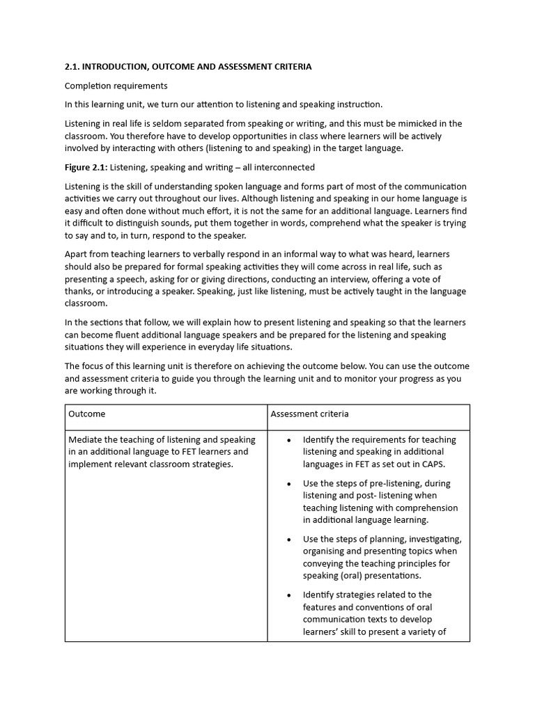 Teaching Listening and Speaking Skills | PDF | Learning | Reading ...