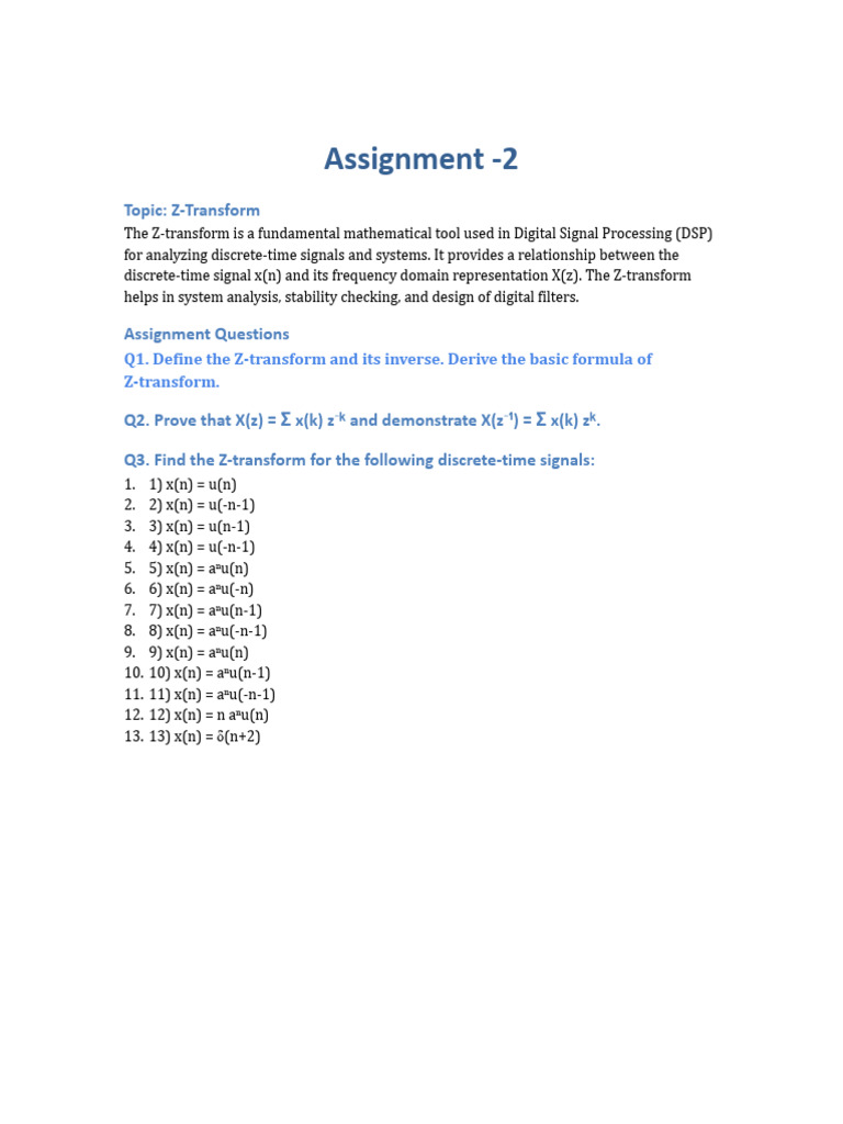 Assignment - 2 Z Transform | PDF
