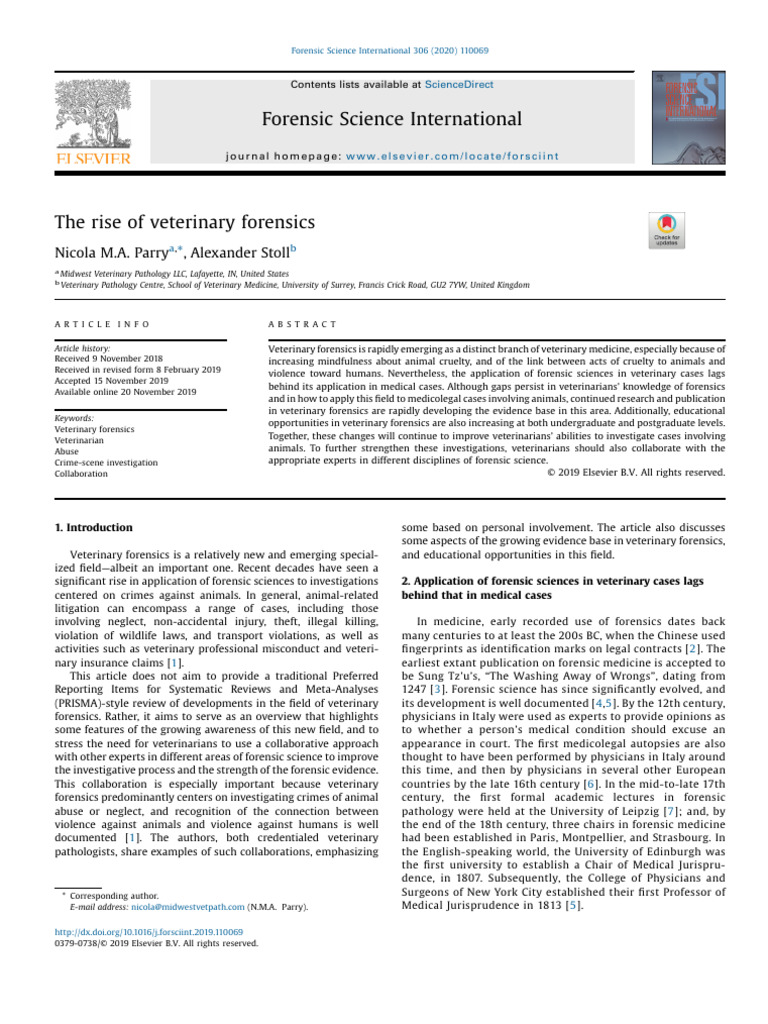 Veterinary Forensics: A Growing Field | PDF | Forensic Science ...