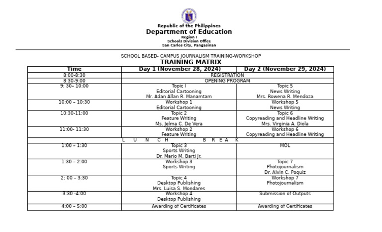 Campus Journalism Training Workshop 2024 | PDF | Human Communication ...