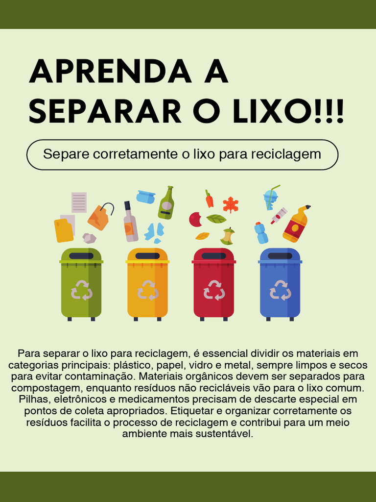Separe o Lixo para Reciclagem | PDF