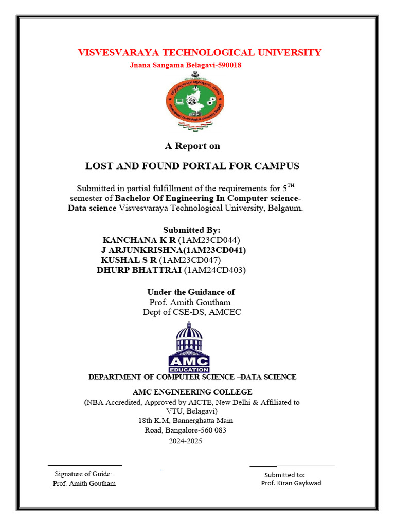 Campus Lost and Found Portal Project | PDF | Usability | World Wide Web