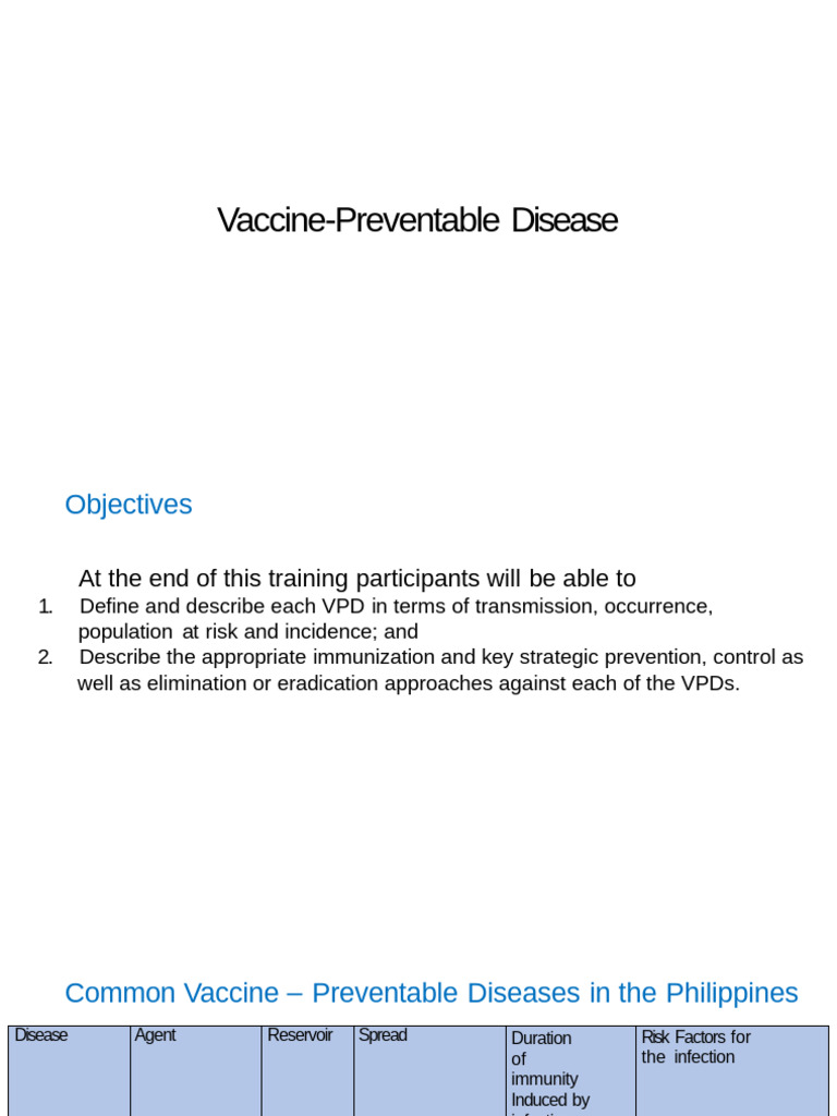 Vaccine-Preventable Diseases Overview | PDF | Measles | Infection