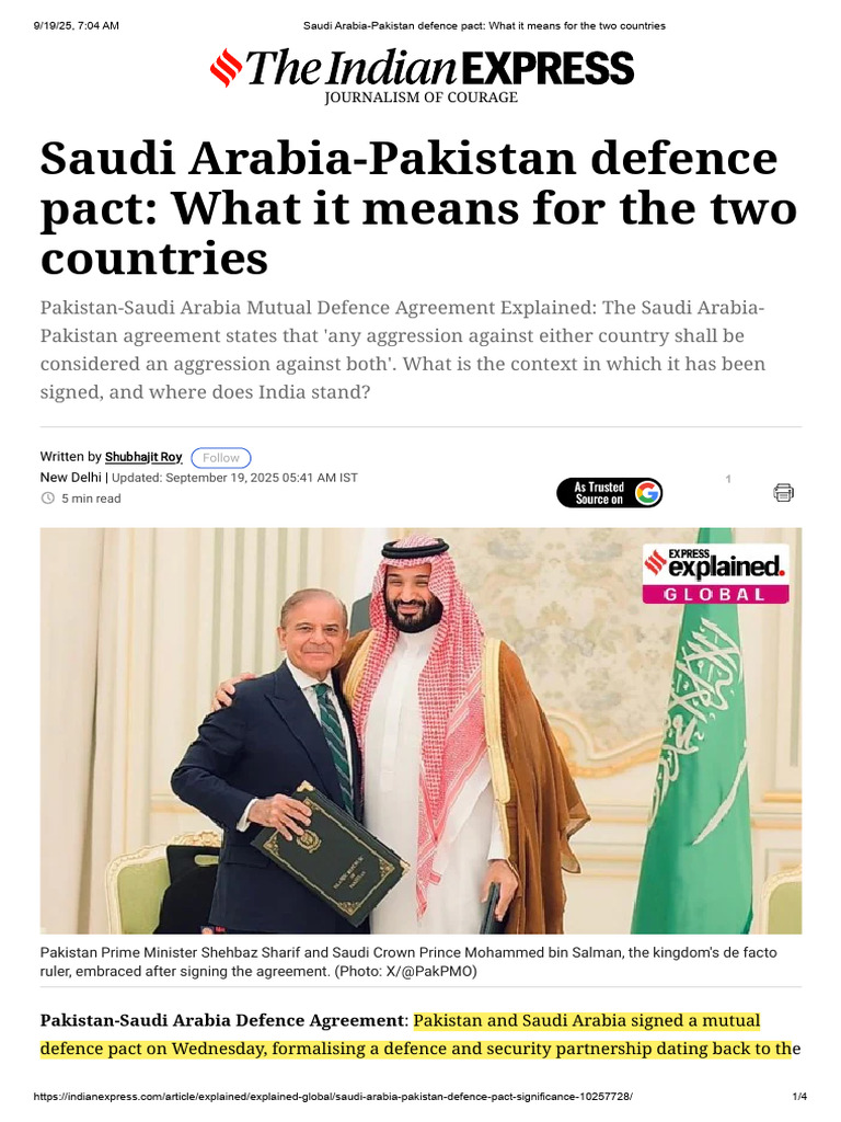 Pakistan-Saudi Arabia Defence Pact Explained | PDF | Saudi Arabia ...