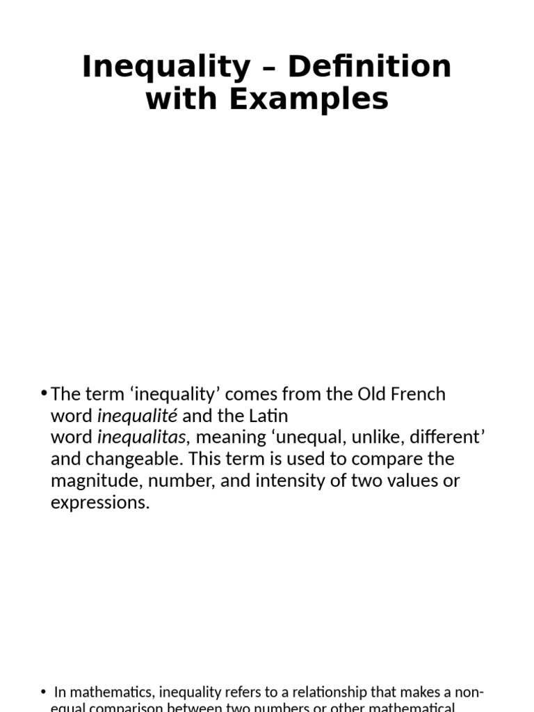 Inequality - Definition With Examples | PDF