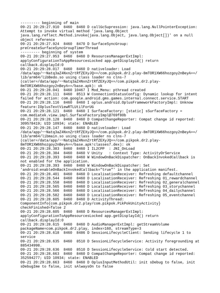 Android App Debug Log Analysis | PDF | Constructor (Object Oriented ...