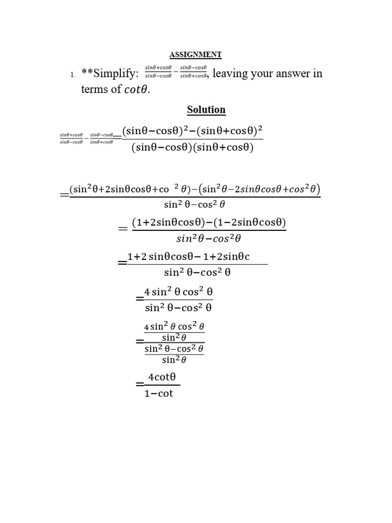 Simplifying Mathematical Expressions | PDF