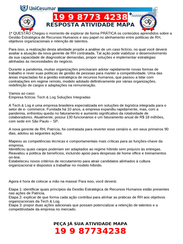 Gestão Estratégica de RH na Tech & Log | PDF | Gestão de recursos ...