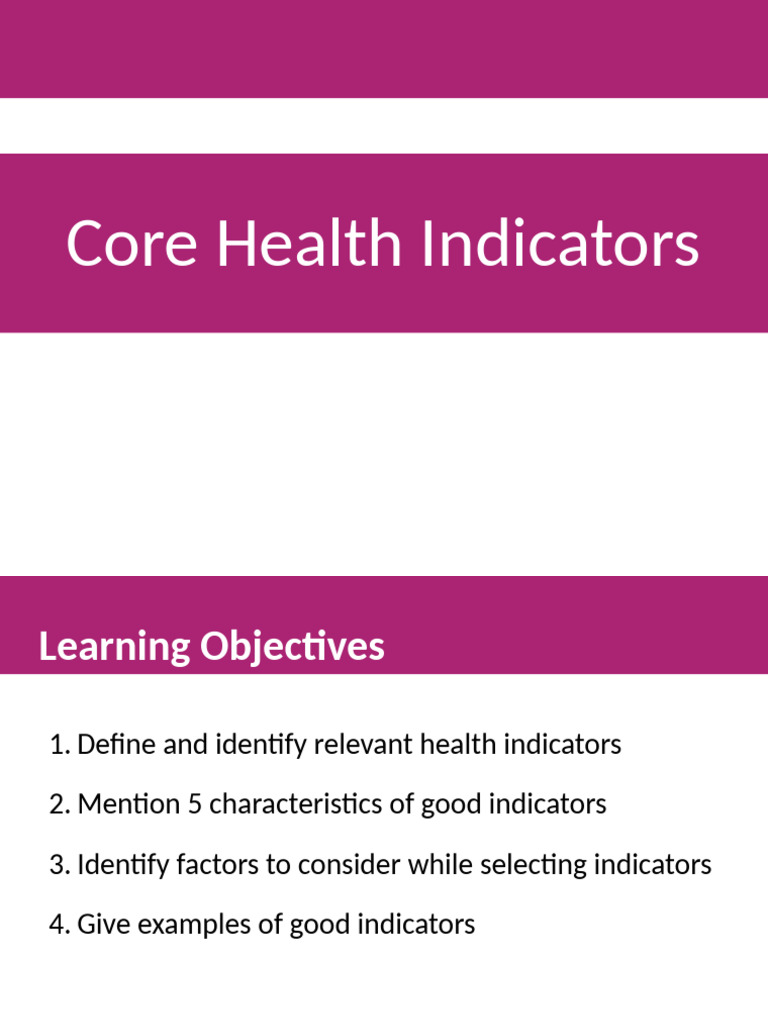 Understanding Core Health Indicators | PDF | Tuberculosis | World ...