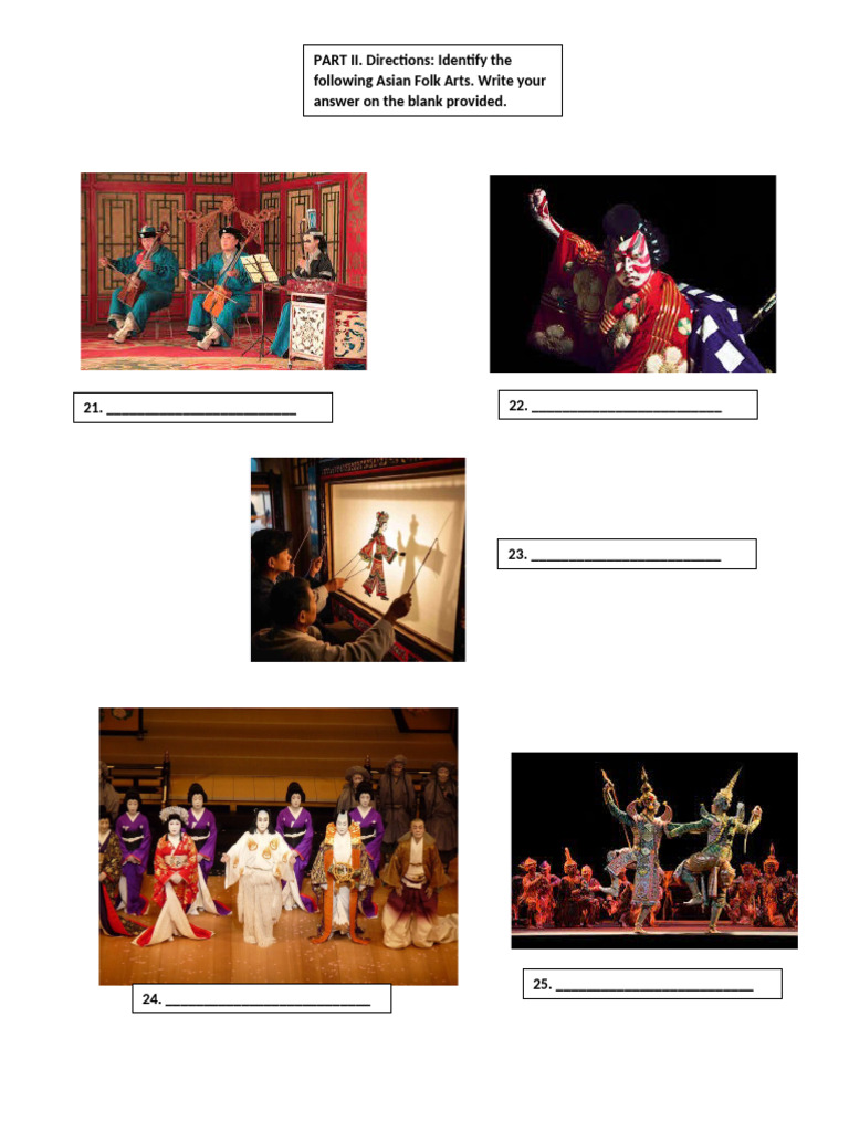 Asian Folk Arts q2 Quiz 2 Images | PDF