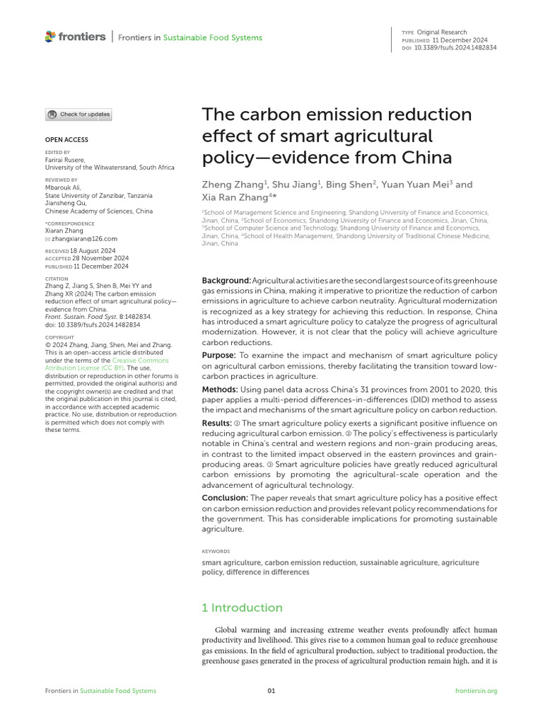 The Carbon Emission Reduction Effect of Smart Agricultural 23dgfl53x69c ...