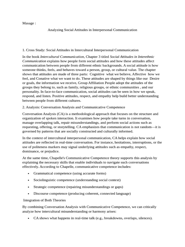 Social Attitudes in Intercultural Communication | PDF | Attitude ...