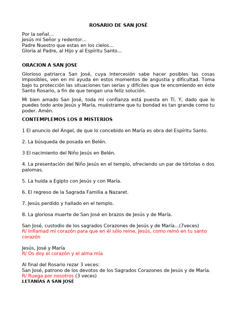 Rosario y Oraciones a San José | PDF | María, madre de Jesús | San José