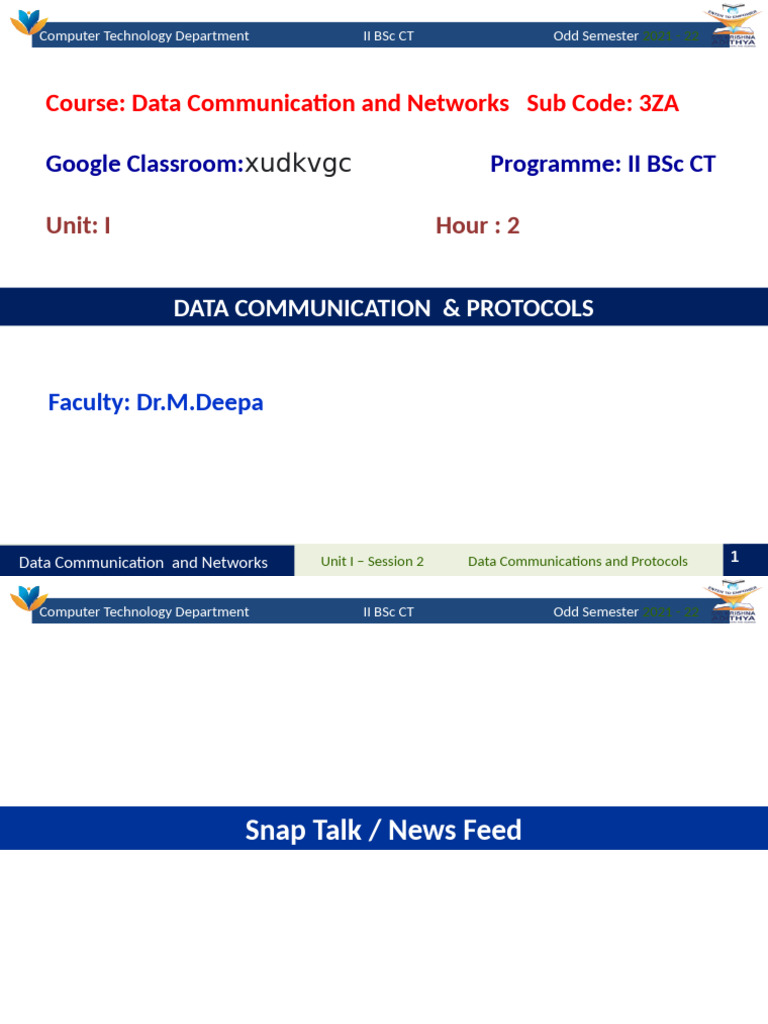 MD DCN UNIT I S2 DataCommunication Protocols | PDF | Computer Network ...