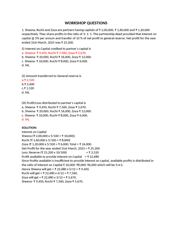 Partnership Profit Distribution Analysis | PDF | Financial Accounting ...